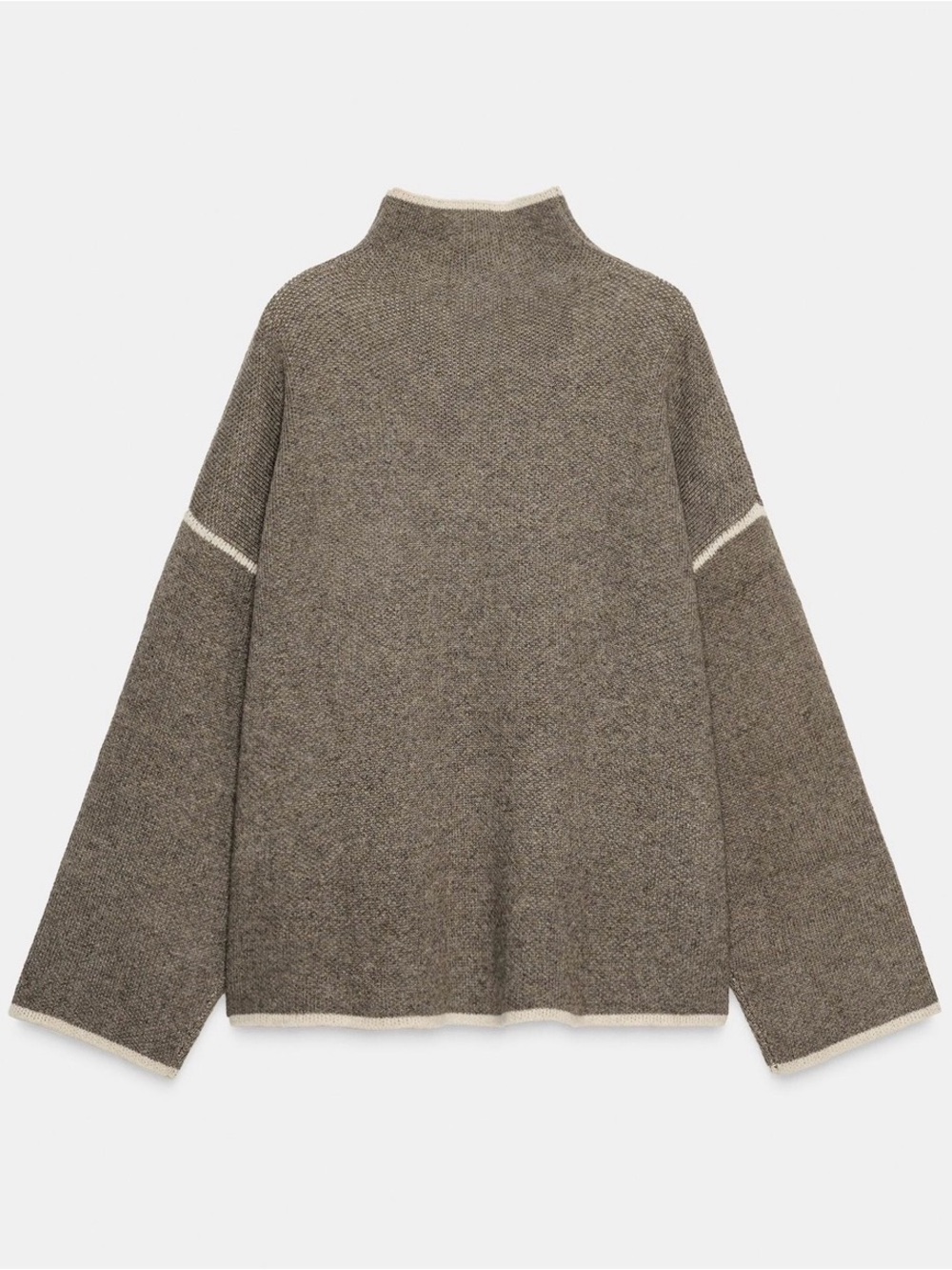Zara Knit Wool Blend Tan Pullover Sweater Size S Stretch 3/4 Sleeve